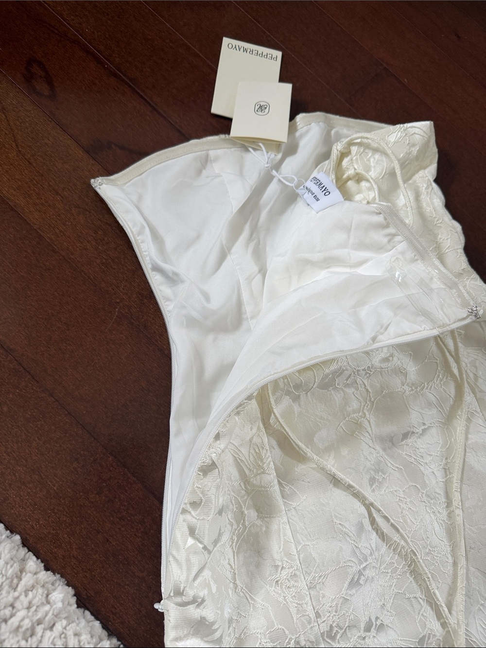 Peppermayo White Strapless Floral Jacquard Mini Dress - Picture 4 of 4